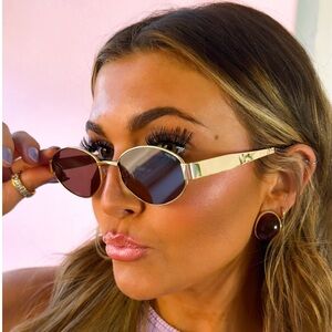 FREYRS Gold and Brown Sunglasses